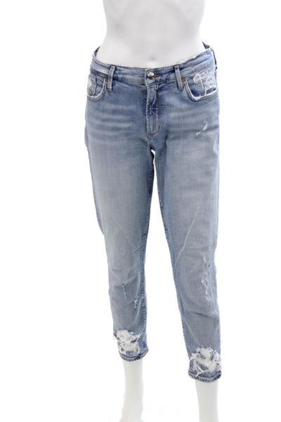 Agolde Womens Cotton Denim Distressed Medium Wash Skinny Jeans Blue Size 27