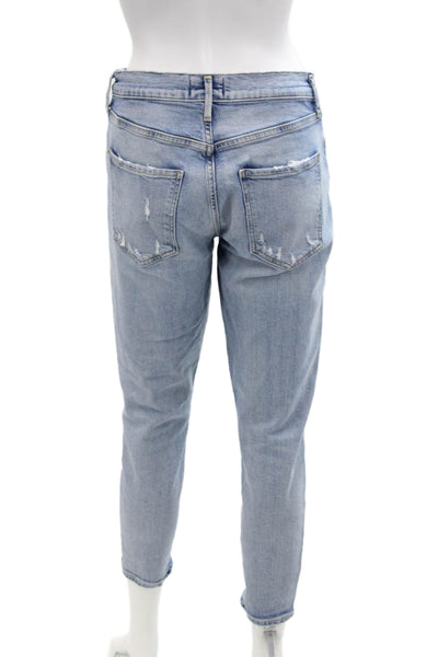 Agolde Womens Cotton Denim Distressed Medium Wash Skinny Jeans Blue Size 27
