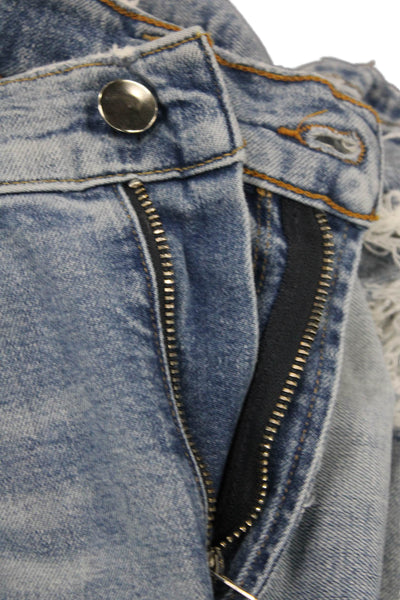 Agolde Womens Cotton Denim Distressed Medium Wash Skinny Jeans Blue Size 27