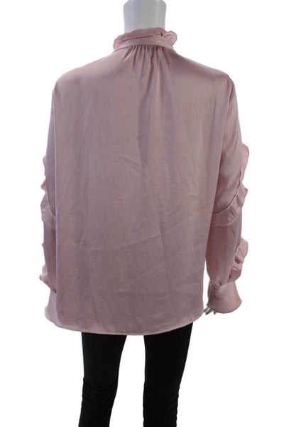 Bailey 44 Womens Ruffled Button Down Long Sleeves Blouse Peony Pink Size Small