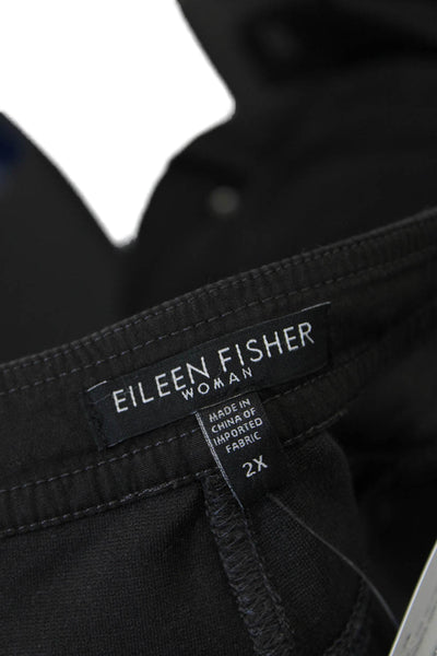 Eileen Fisher Womens Pocketed High Rise Wide Legged Pants Solid Gray Size 2X