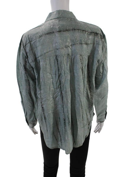Pilcro and the Letterpress Anthropologie Womens Button-Down Shirt Green Size M
