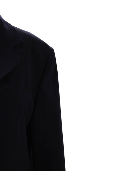 Zara Womens Notched Collar Three Buttoned Cropped Blazer Jacket Blue Size XL