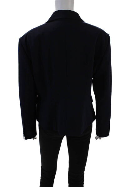 Zara Womens Notched Collar Three Buttoned Cropped Blazer Jacket Blue Size XL