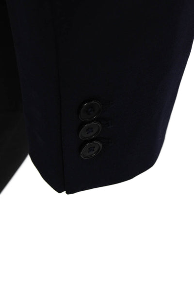 Zara Womens Notched Collar Three Buttoned Cropped Blazer Jacket Blue Size XL