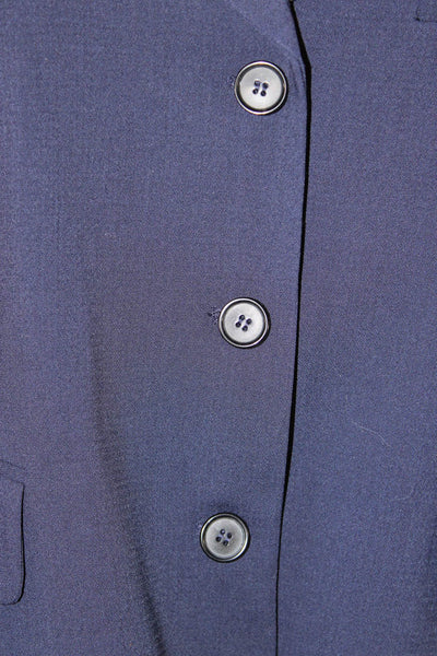 Zara Womens Notched Collar Three Buttoned Cropped Blazer Jacket Blue Size XL