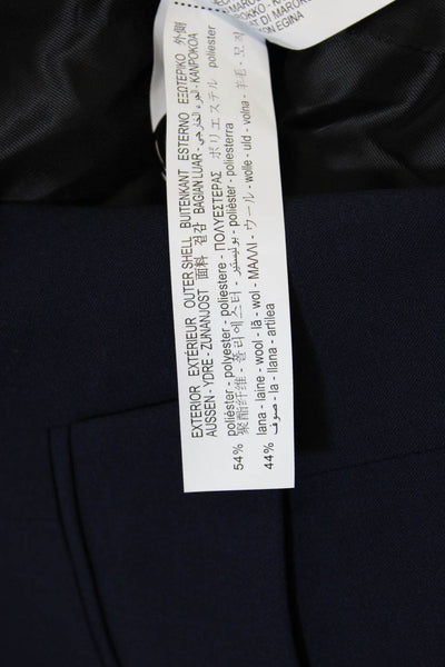 Zara Womens Notched Collar Three Buttoned Cropped Blazer Jacket Blue Size XL