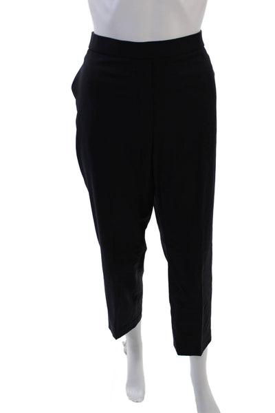 Theory Womens Wool Pocketed Elastic Waist Tapered Leg Pants Black Size 12