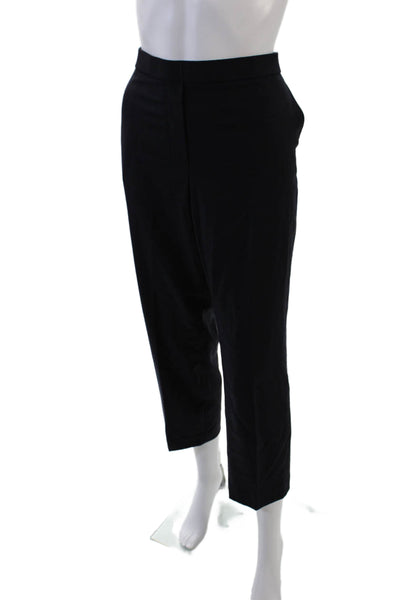 Theory Womens Wool Pocketed Elastic Waist Tapered Leg Pants Black Size 12