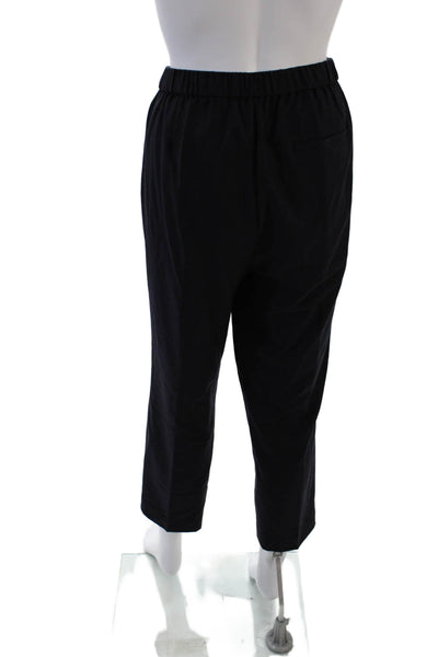 Theory Womens Wool Pocketed Elastic Waist Tapered Leg Pants Black Size 12
