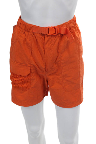 Outdoor Voices Womens Textured Elastic Waistband Lined Mini Shorts Orange Size M