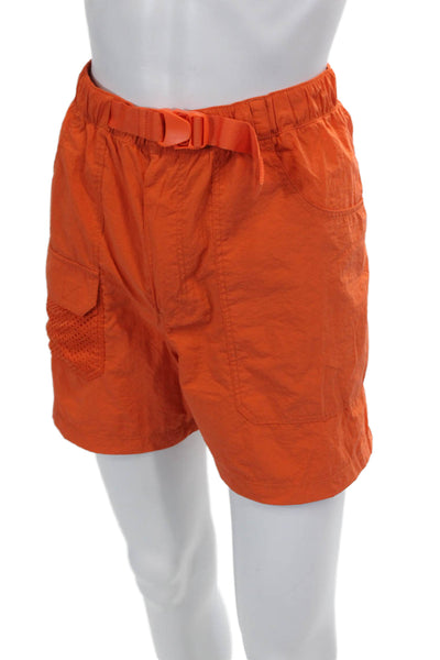 Outdoor Voices Womens Textured Elastic Waistband Lined Mini Shorts Orange Size M