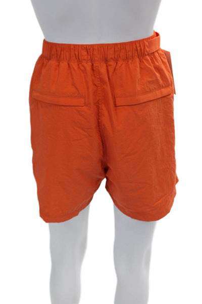 Outdoor Voices Womens Textured Elastic Waistband Lined Mini Shorts Orange Size M