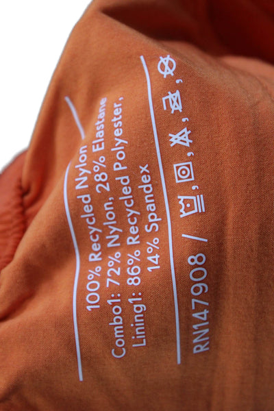 Outdoor Voices Womens Textured Elastic Waistband Lined Mini Shorts Orange Size M