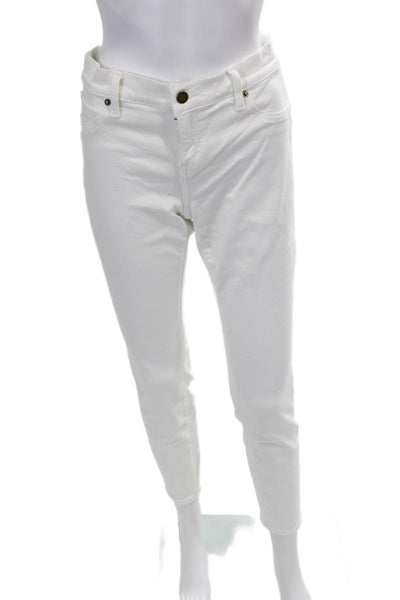 Hatch Womens Zip Button Lined Skinny Leg Ankle Jeans White Size EUR 29