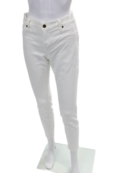 Hatch Womens Zip Button Lined Skinny Leg Ankle Jeans White Size EUR 29