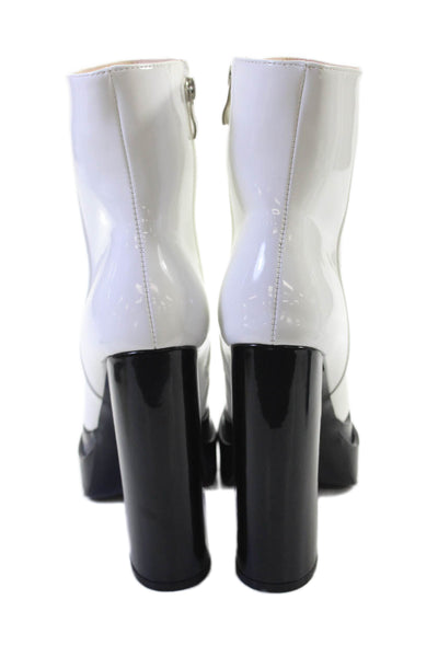 Azalea Wang Womens Mateo Black White Platform Zip Side Heels White Size 6.6
