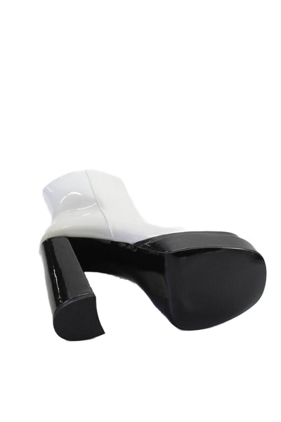 Azalea Wang Womens Mateo Black White Platform Zip Side Heels White Size 6.6