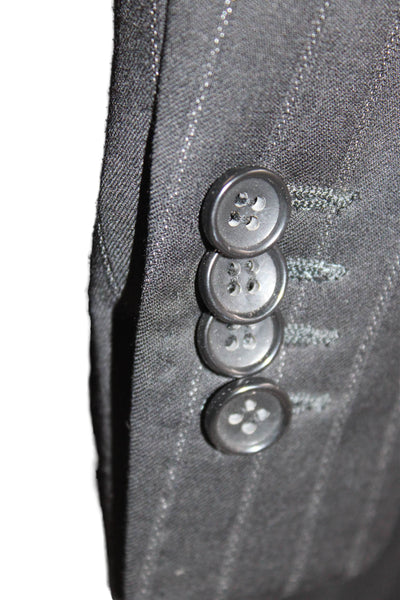 Deal By Zanetti Mens Three Button Pinstriped Blazer Jacket Black Wool Size 40L