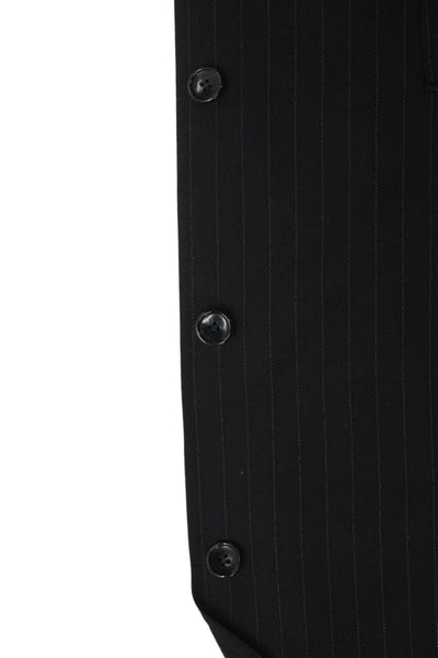 Deal By Zanetti Mens Three Button Pinstriped Blazer Jacket Black Wool Size 40L