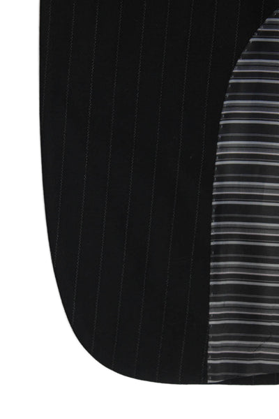 Deal By Zanetti Mens Three Button Pinstriped Blazer Jacket Black Wool Size 40L