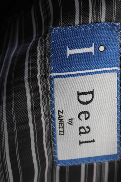 Deal By Zanetti Mens Three Button Pinstriped Blazer Jacket Black Wool Size 40L