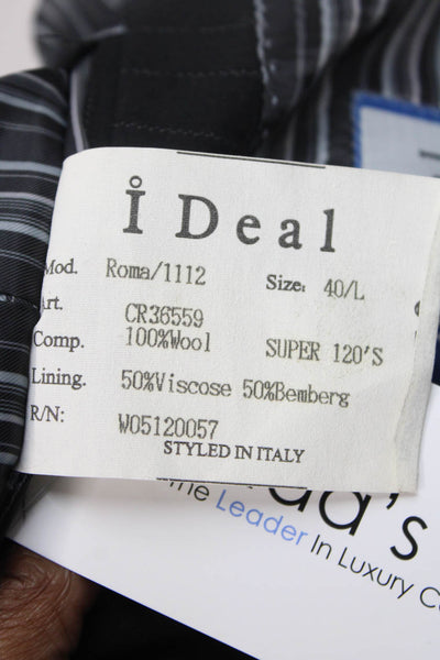 Deal By Zanetti Mens Three Button Pinstriped Blazer Jacket Black Wool Size 40L