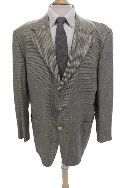 Valentino Uomo Mens Three Button Houndstooth Blazer Jacket Black White IT 50