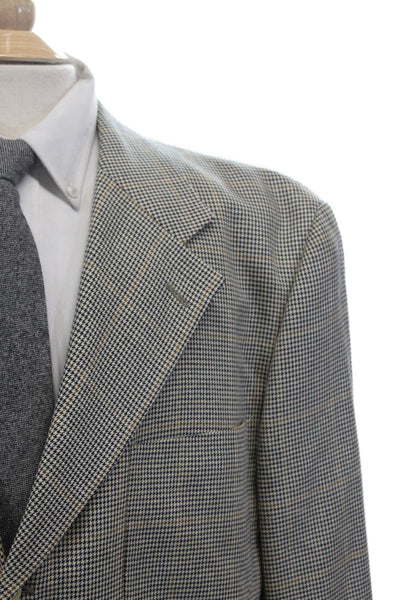 Valentino Uomo Mens Three Button Houndstooth Blazer Jacket Black White IT 50