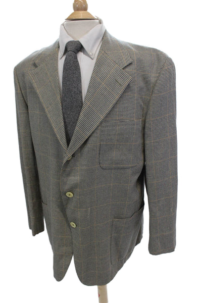 Valentino Uomo Mens Three Button Houndstooth Blazer Jacket Black White IT 50