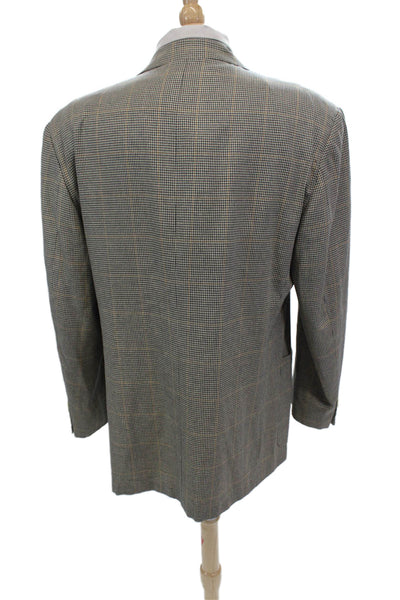 Valentino Uomo Mens Three Button Houndstooth Blazer Jacket Black White IT 50