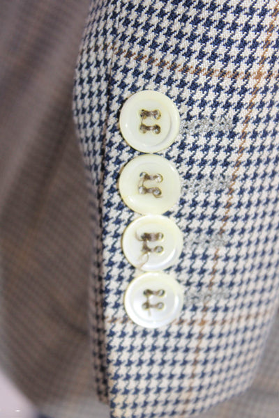 Valentino Uomo Mens Three Button Houndstooth Blazer Jacket Black White IT 50