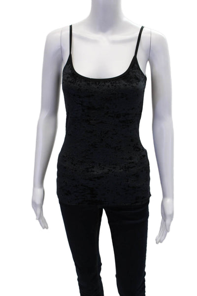 Vince Womens Spaghetti Strap Scoop Neck Velour Tank Top Black Size Extra Small