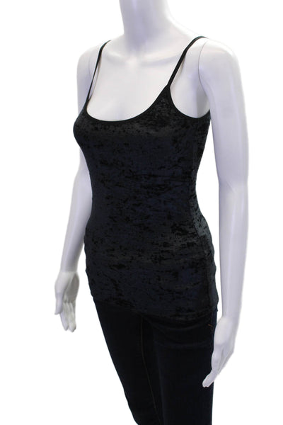 Vince Womens Spaghetti Strap Scoop Neck Velour Tank Top Black Size Extra Small