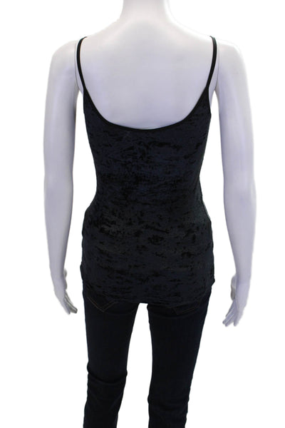Vince Womens Spaghetti Strap Scoop Neck Velour Tank Top Black Size Extra Small
