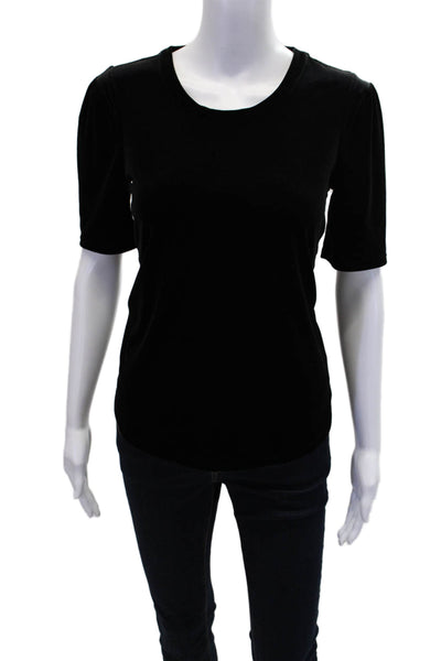 1.State Womens Short Sleeve Scoop Neck Velvet Tee Shirt Black Size Extra Small
