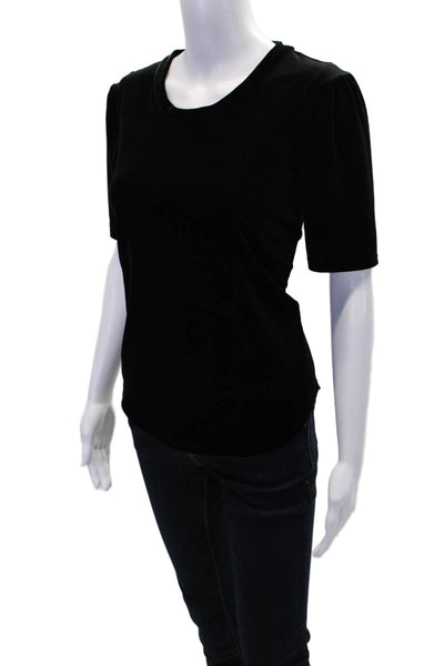 1.State Womens Short Sleeve Scoop Neck Velvet Tee Shirt Black Size Extra Small