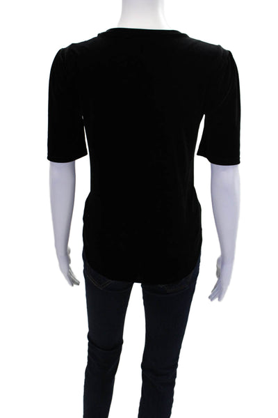 1.State Womens Short Sleeve Scoop Neck Velvet Tee Shirt Black Size Extra Small