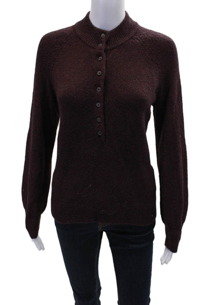 Madewell Womens Long Sleeve Half Button Crew Neck Sweater Red Cotton Size XS