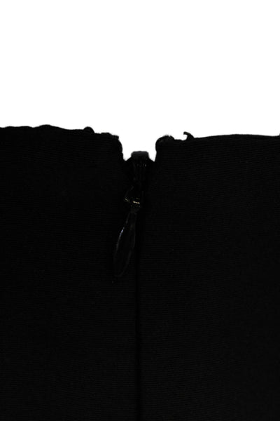 Tibi Womens Front Zip Sleeveless Crew Neck Knee Length Dress Black Beige Size 2