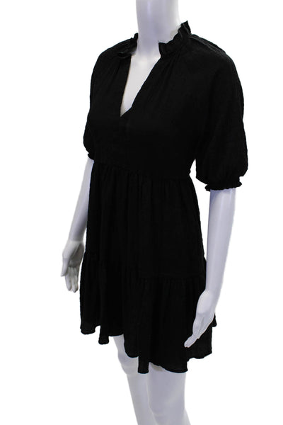 BB Dakota x Steve Madden Womens Half Sleeve V Neck Shift Dress Black Size XS