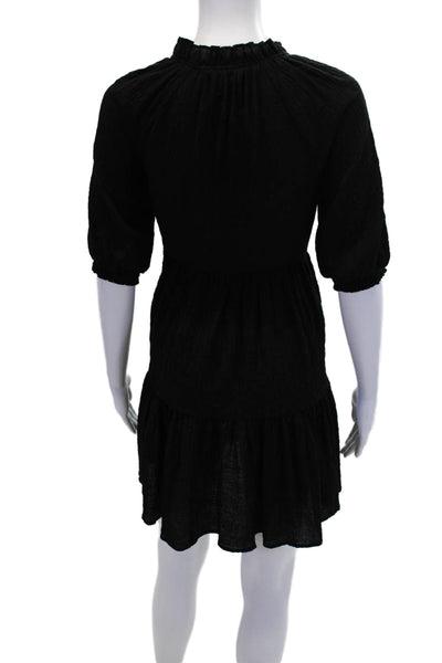 BB Dakota x Steve Madden Womens Half Sleeve V Neck Shift Dress Black Size XS