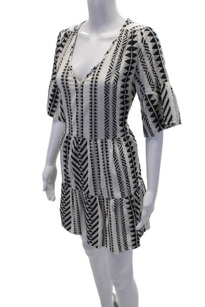 Velvet by Graham & Spencer Womens Short Sleeve Abstract Dress White Black XS