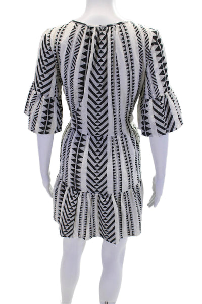 Velvet by Graham & Spencer Womens Short Sleeve Abstract Dress White Black XS