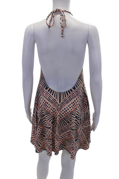 Mara Hoffman Womens Open Back Halter Abstract Mini Dress Pink Multi Size XS