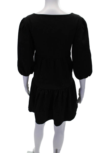 Steve Madden Womens Short Sleeve Scoop Neck Shift Dress Black Size Extra Small