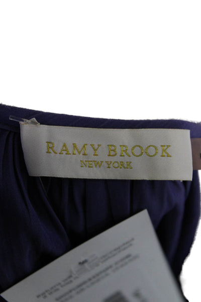 Ramy Brook Womens Sleeveless Lace Up V Neck Tiered Dress Purple Size Extra Small