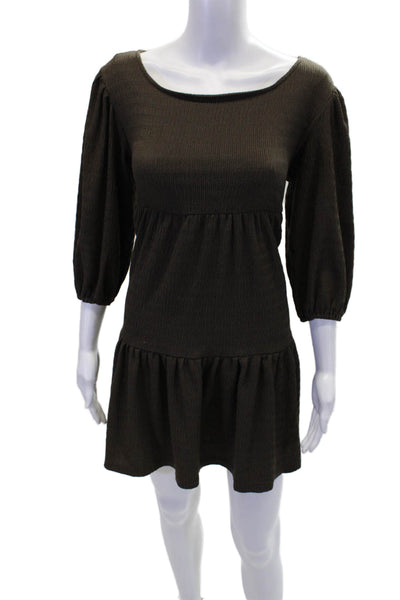 BB Dakota Womens Half Sleeve Scoop Neck Mini Shift Dress Brown Size Small