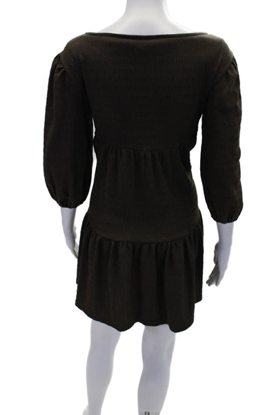 BB Dakota Womens Half Sleeve Scoop Neck Mini Shift Dress Brown Size Small
