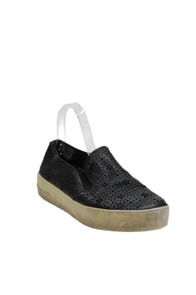 Michael Kors Womens Textured Lined Platform Slip On Casual Shoes Black Size 8
